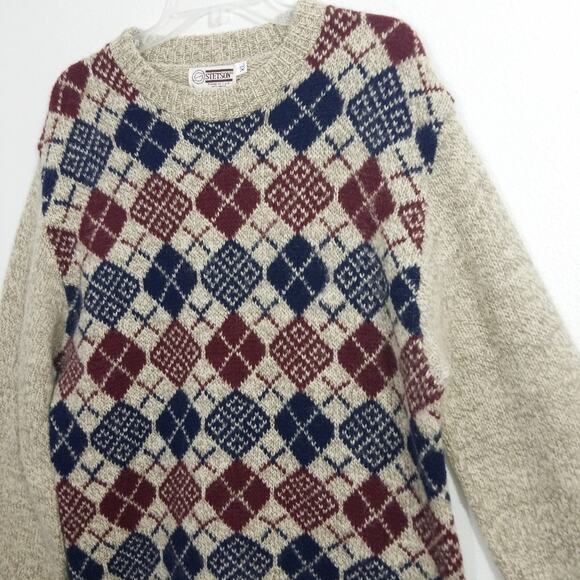 Vintage 70s Stetson argyle wool blend sweater XL - Picture 2 of 9